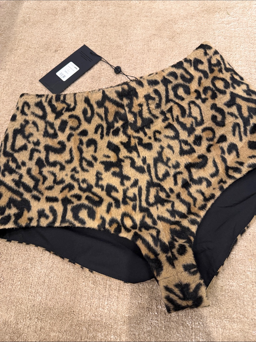 Leopard-Print High-Waist Briefs — Tan & Black